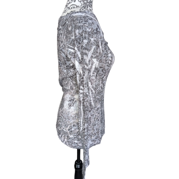 prAna Rapture Top Women S Cotton Blend Semi Sheer Grey White Y2K Shabby Fairy - Picture 3 of 15